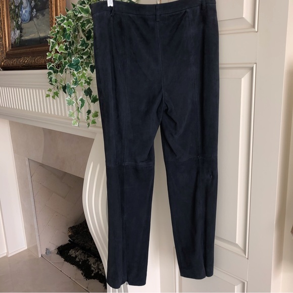 Worth Collection Dark Blue Suede Leather Pants New Size 10 - Picture 3 of 10